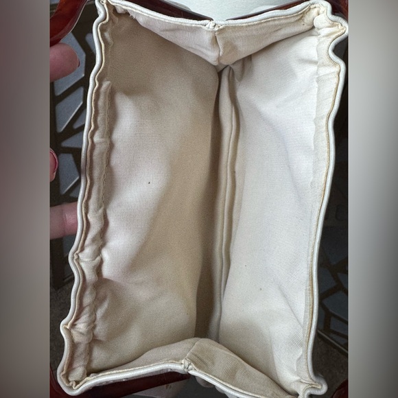 Vintage Ivory Leather
Handbag Purse Double
Bakelite Handles - Picture 6 of 9